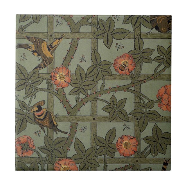 William Morris Trellis Wallpaper Art Fliese (Vorderseite)