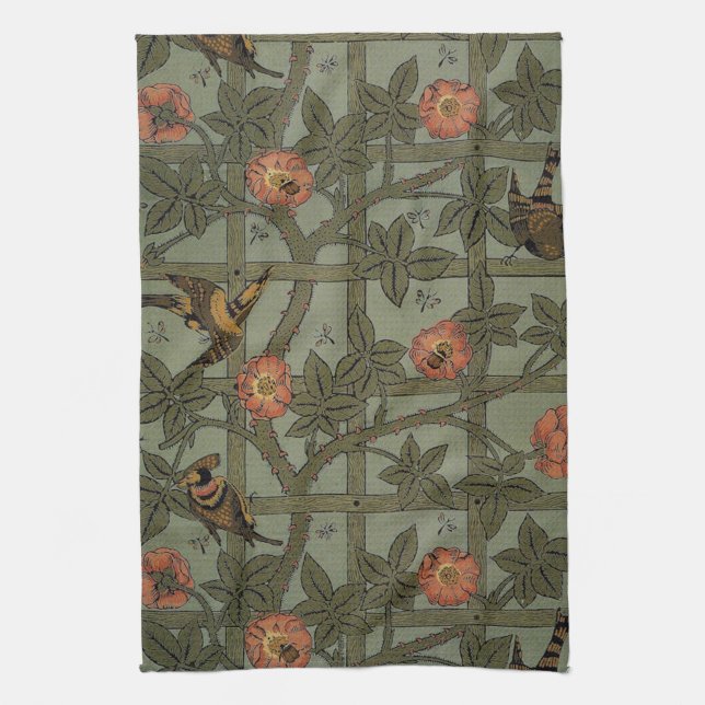 William Morris Trellis Wallpaper Art Geschirrtuch (Vertikal)