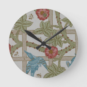 William Morris Trellis Wallpaper Art Runde Wanduhr