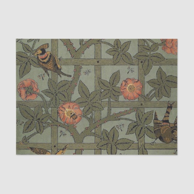 William Morris Trellis Wallpaper Art Seidenpapier (Vorderseite)