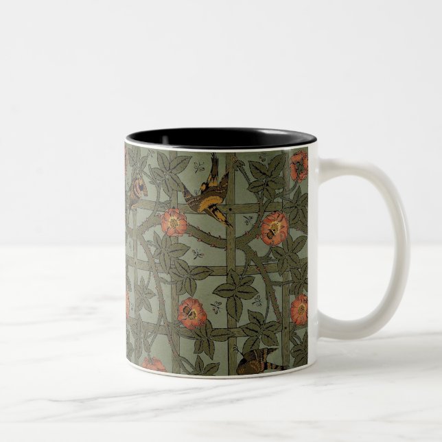 William Morris Trellis Wallpaper Art Zweifarbige Tasse (Rechts)