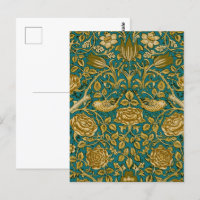 William Morris Tudor Rose Pattern Blue Golden