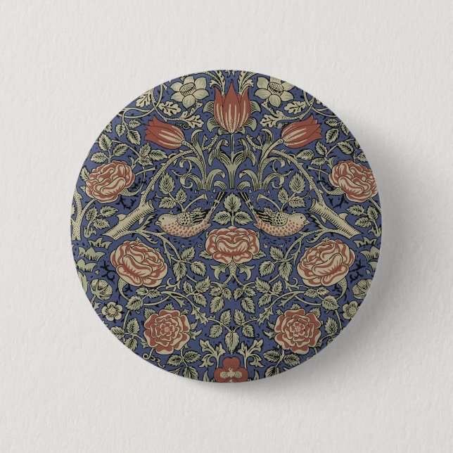 William Morris Tudor Rose Wallpaper Button (Vorderseite)