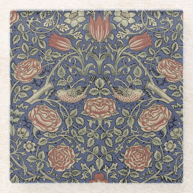 William Morris Tudor Rose Wallpaper Glasuntersetzer (Vorderseite)