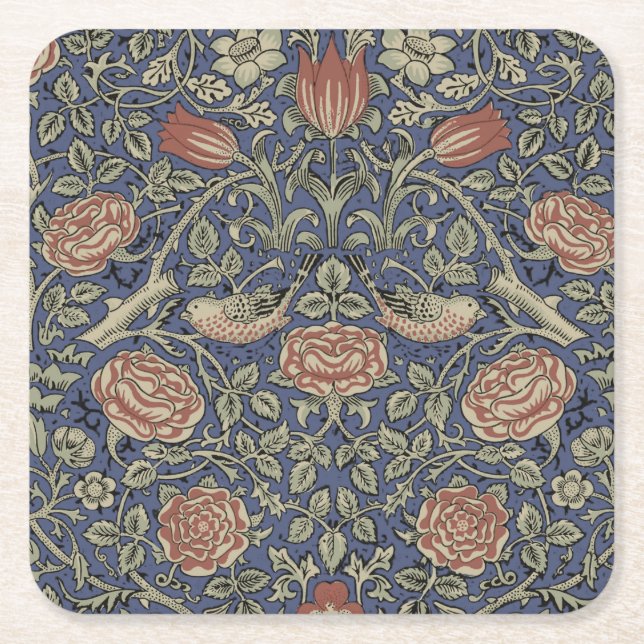 William Morris Tudor Rose Wallpaper Rechteckiger Pappuntersetzer (Vorderseite)