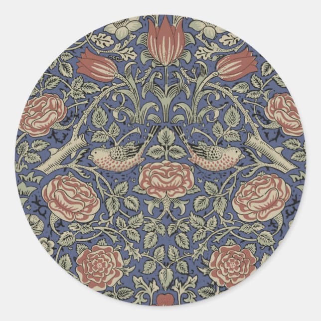William Morris Tudor Rose Wallpaper Runder Aufkleber (Vorderseite)