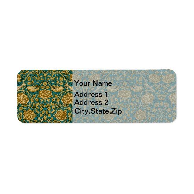 William Morris Tudor-Rosen-Muster Blau Golden (Vorne)