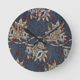 william morris tulip and willow tapestry pattern runde wanduhr