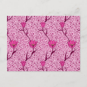 William Morris Tulip Damask, Wine & Fuchsia Pink P Postkarte