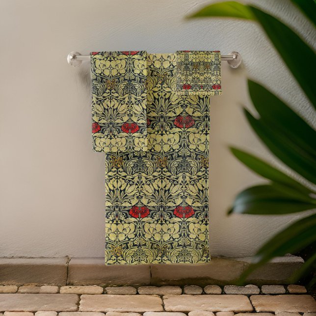William * Morris Tulip und Rose Gold Red Badhandtuch Set (Von Creator hochgeladen)