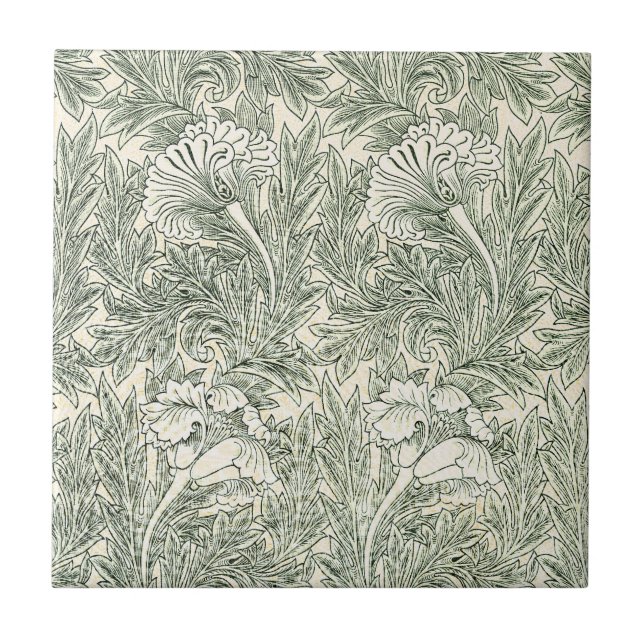 William Morris Tulip Wallpaper Classic Green Fliese (Vorderseite)