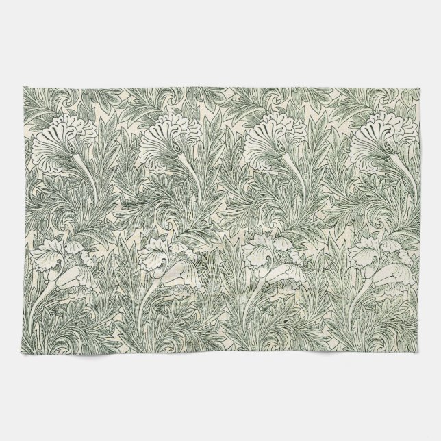 William Morris Tulip Wallpaper Classic Green Geschirrtuch (Horizontal)