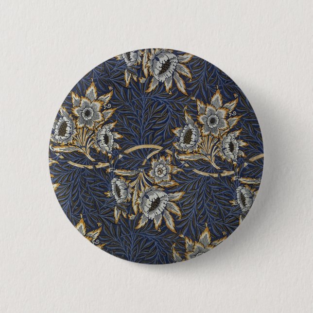William Morris Tulip Willow Blue Muster Button (Vorderseite)