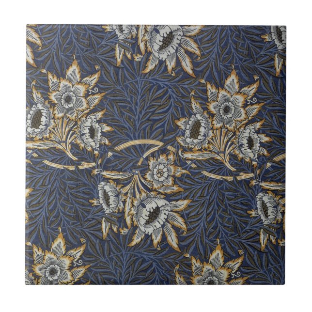 William Morris Tulip Willow Blue Muster Fliese (Vorderseite)