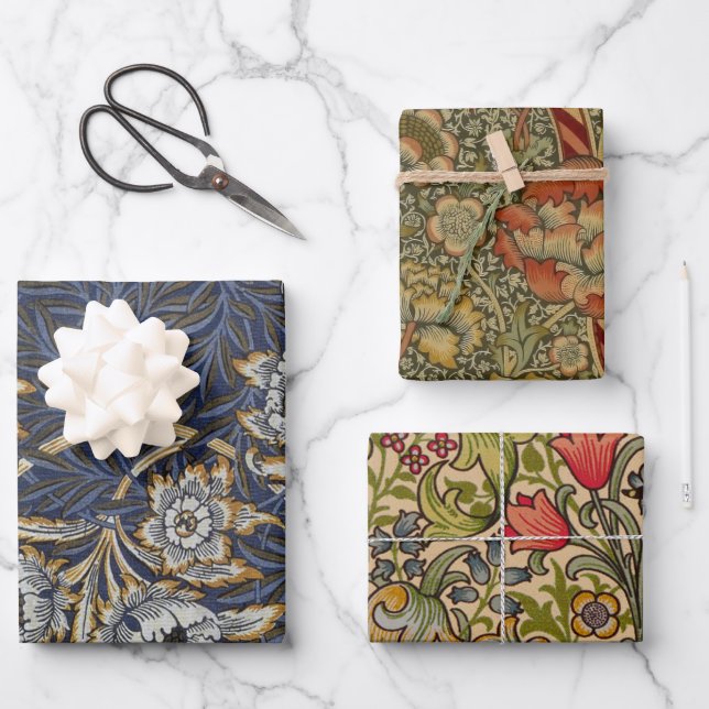 William Morris Tulip Willow Blue Muster Geschenkpapier Set (Vorderseite)