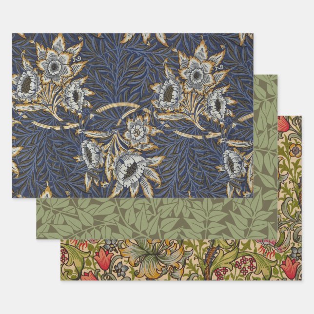 William Morris Tulip Willow Blue Muster Geschenkpapier Set (Set)