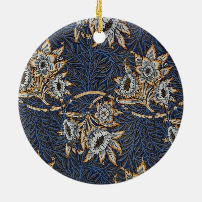 William Morris Tulip Willow Blue Muster Keramik Ornament (Hinten)