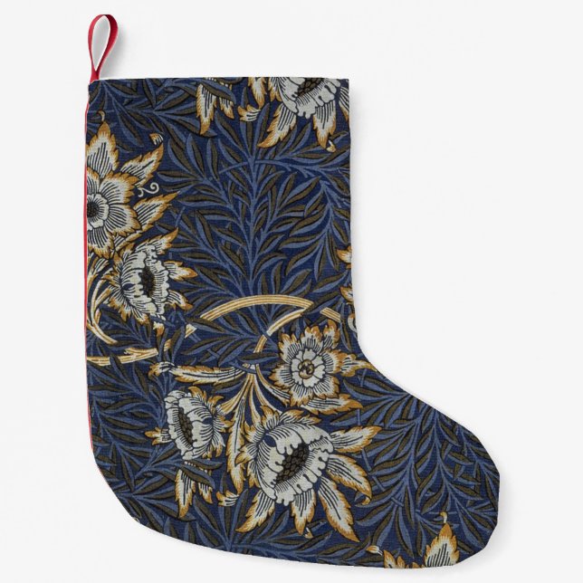 William Morris Tulip Willow Blue Muster Kleiner Weihnachtsstrumpf (Vorderseite)