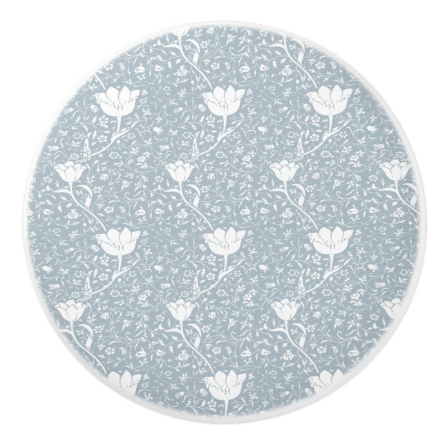 William Morris Tulips in weißem Muster Keramikknauf (Vorderseite)