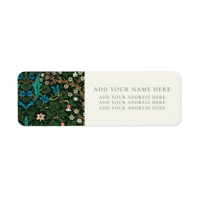 WILLIAM MORRIS "TULIPS" RÜCKKEHR-ADRESSE-ETIKETT (Vorne)