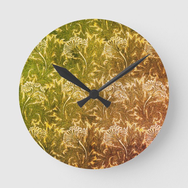 William Morris Tulips Runde Wanduhr (Vorderseite)