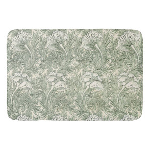 William Morris Tulpe Grüne Florale Kunst Druck Badematte