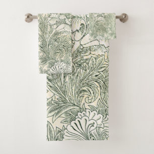 William Morris Tulpe Grüne Florale Kunst Druck Badhandtuch Set