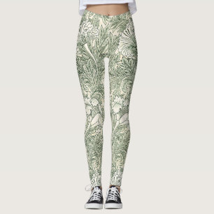 William Morris Tulpe Grüne Florale Kunst Druck Leggings