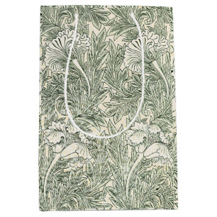 William Morris Tulpe Grüne Florale Kunst Druck Mittlere Geschenktüte