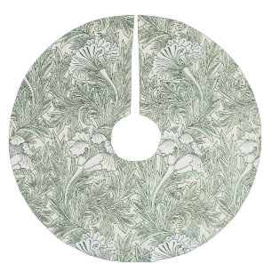 William Morris Tulpe Grüne Florale Kunst Druck Polyester Weihnachtsbaumdecke