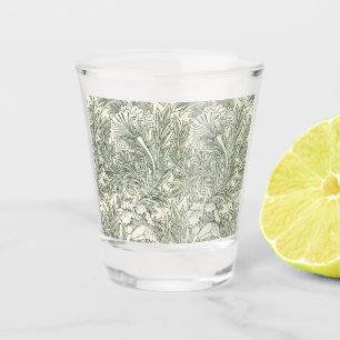 William Morris Tulpe Grüne Florale Kunst Druck Schnapsglas