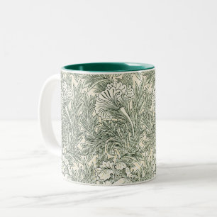 William Morris Tulpe Grüne Florale Kunst Druck Zweifarbige Tasse