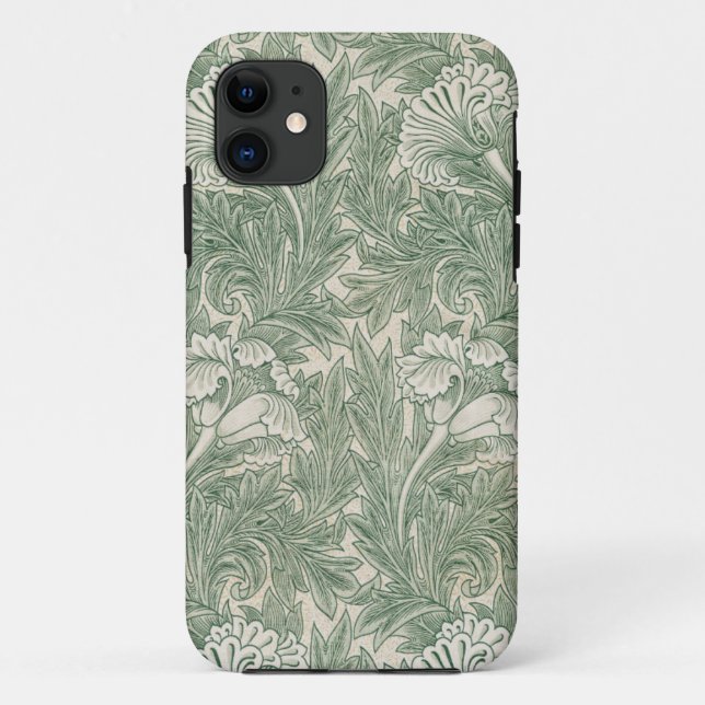William Morris Tulpe Tapete grün Case-Mate iPhone Hülle (Rückseite)