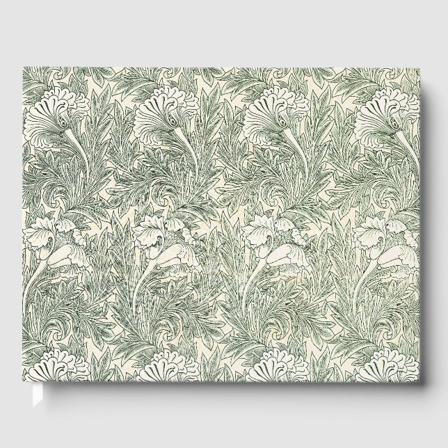 William Morris Tulpe Tapete grün Gästebuch (Vorderseite)