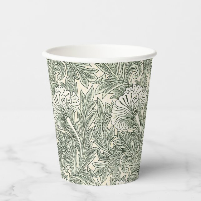 William Morris Tulpe Tapete grün Pappbecher (Vorderseite)
