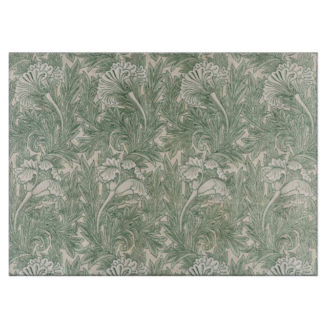 William Morris Tulpe Tapete grün Schneidebrett (Vorderseite)