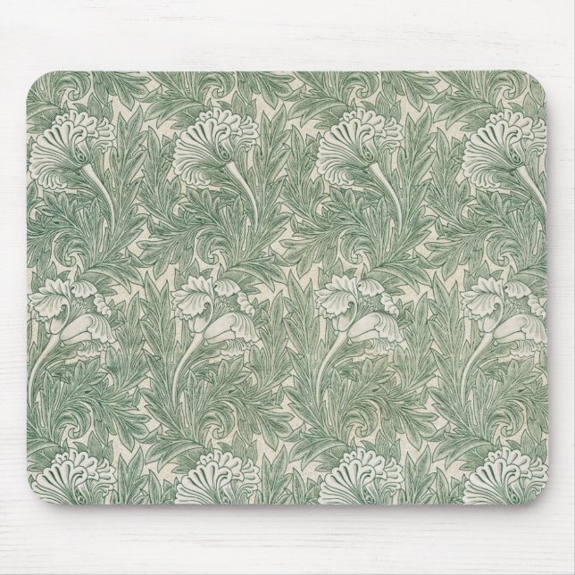 william morris tulpe tapete textil grün mousepad (Vorne)