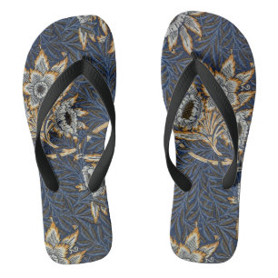 William Morris Tulpe Weidenmuster Blaue Flora Flip Flops