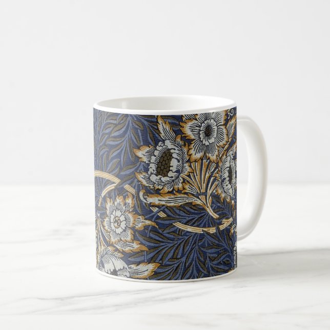 William Morris Tulpe Weidenmuster Blaue Flora Kaffeetasse (VorderseiteRechts)