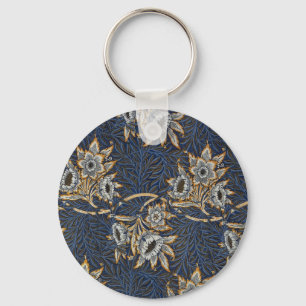 William Morris Tulpe Weidenmuster Blaue Flora Schlüsselanhänger