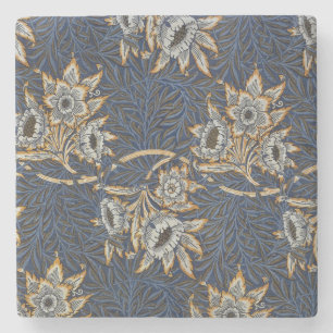 William Morris Tulpe Weidenmuster Blaue Flora Steinuntersetzer