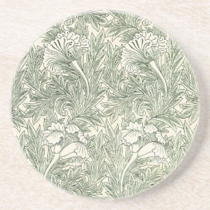 William Morris Tulpen-Wallpaper Klassisches Grün Getränkeuntersetzer