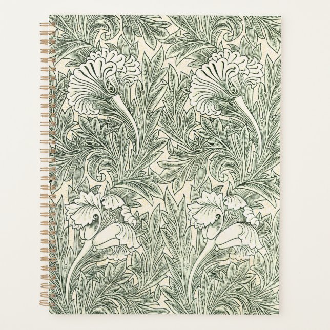 William Morris Tulpen-Wallpaper Klassisches Grün Planer (Vorderseite)