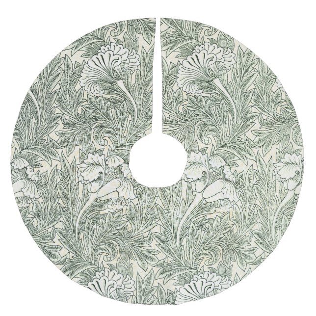William Morris Tulpen-Wallpaper Klassisches Grün Polyester Weihnachtsbaumdecke (Vorderseite)