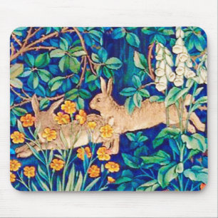 William Morris "Two Hares" - Kaninchen im Wald Mousepad