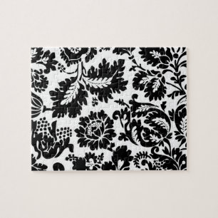 William Morris venezianische schwarze weiße Blüten Puzzle