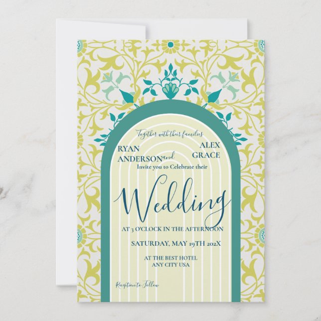 William Morris Vine Art Nouveau Einladung (Vorderseite)