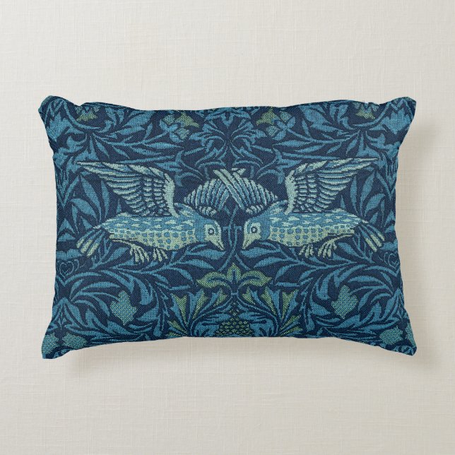 William Morris Vintag Bird Foliage Blue Dekokissen (Vorderseite)