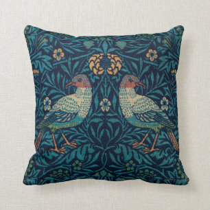 William Morris Vintag Blue Birds Pattern Kissen