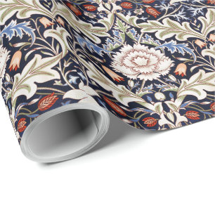 William Morris Vintag Blume Blaues Blumenmuster Geschenkpapier